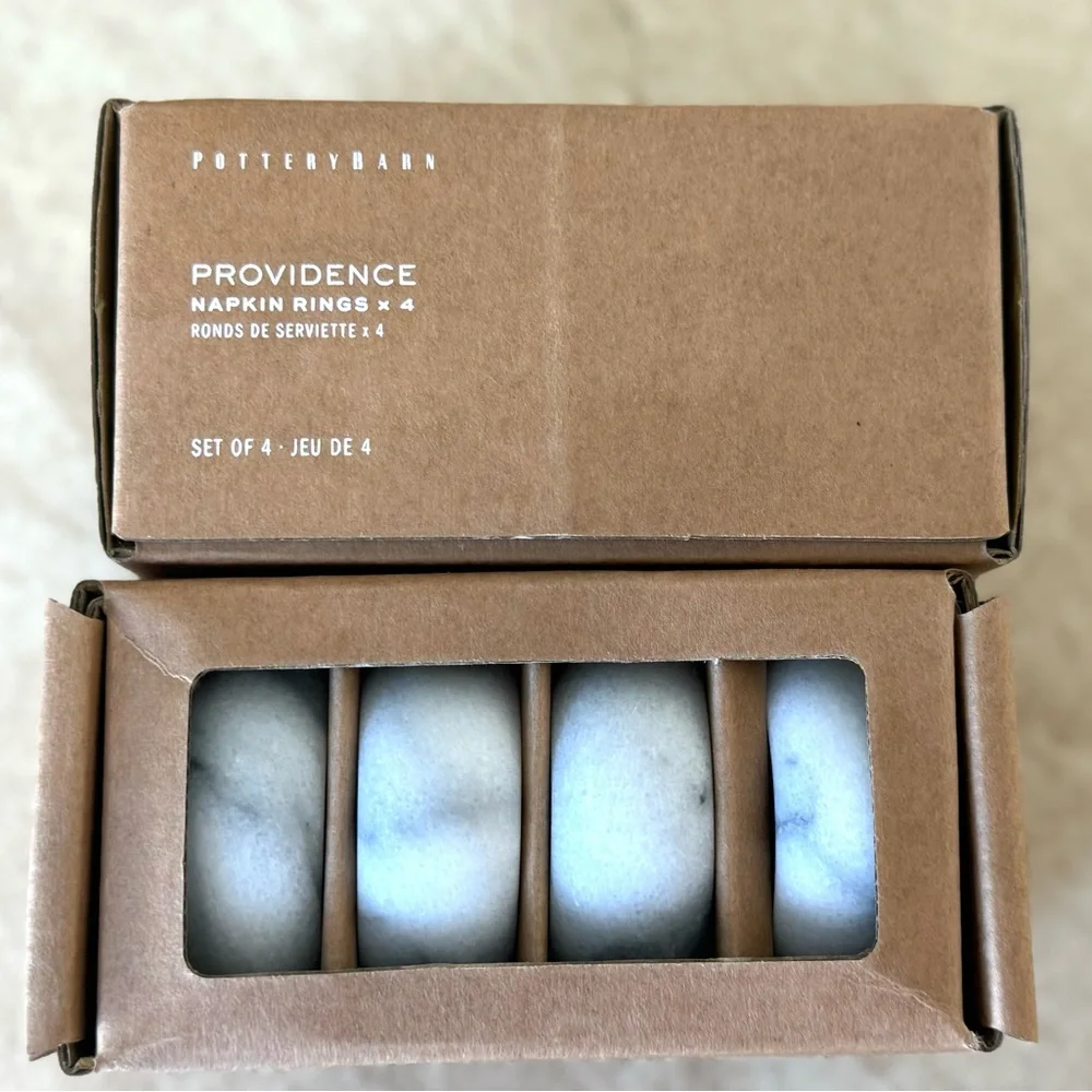 Pottery Barn Providence Marble Napkin Rings - Set Of 4